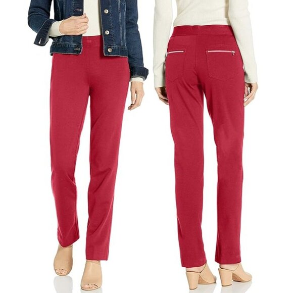Skye's the Limit Pants - Skye's The Limit Red Back Zip Pockets Pull-On‎ Ponte Pants Women's Size 12 NWT